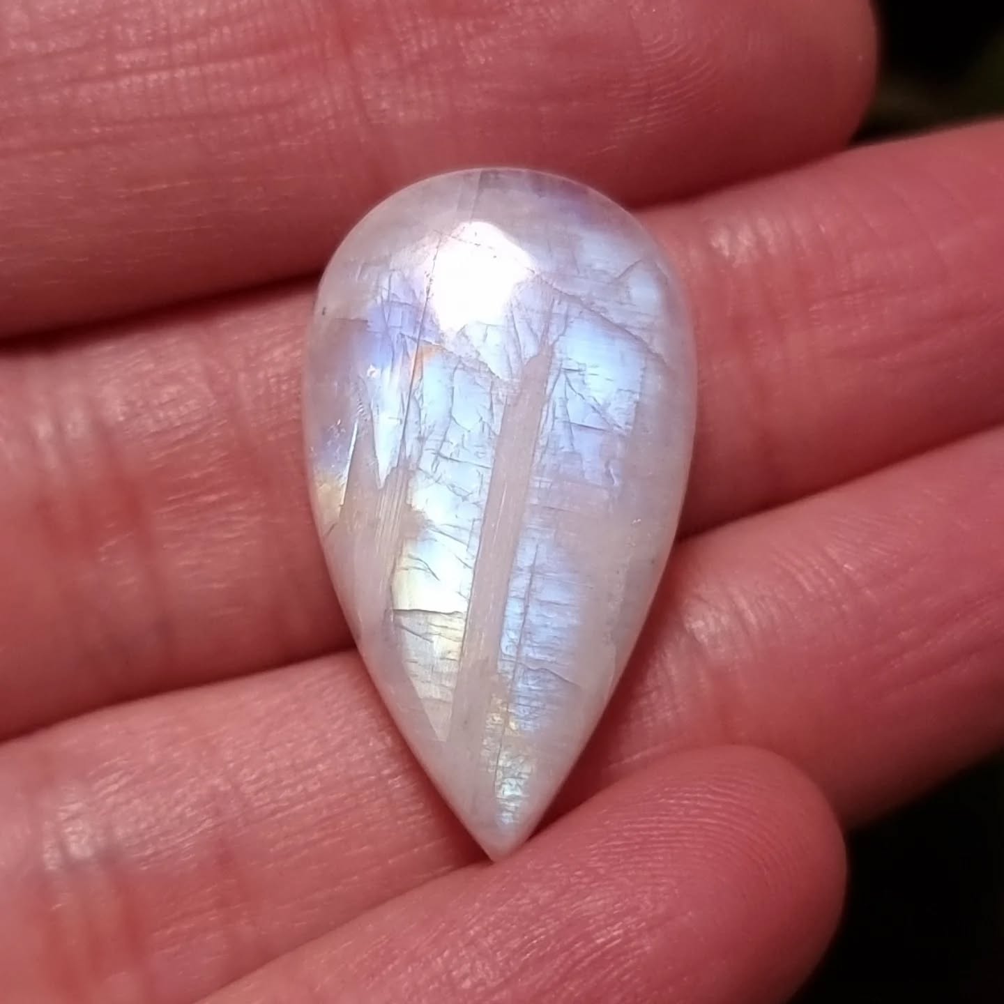 Labradorita Blanca/Piedra Luna Arcoíris Alta Calidad - 28,9x16,5 mm