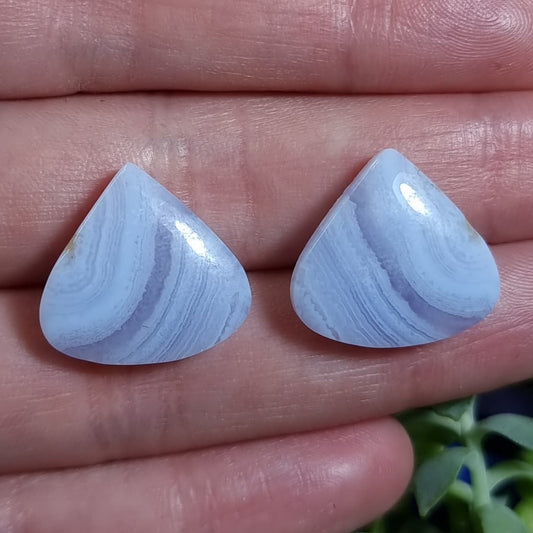 Par de Ágatas Blue Lace - 17,8x18,7 mm