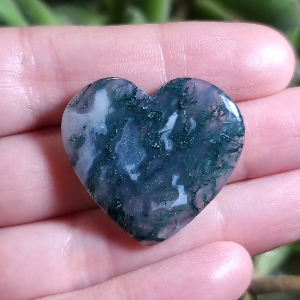 Corazón de Ágata Musgo - 30,1x32,3 mm