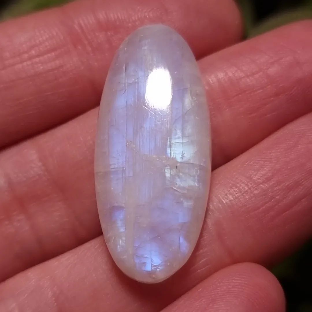 Labradorita Blanca/Piedra Luna Arcoíris Alta Calidad - 33,6x14,5 mm