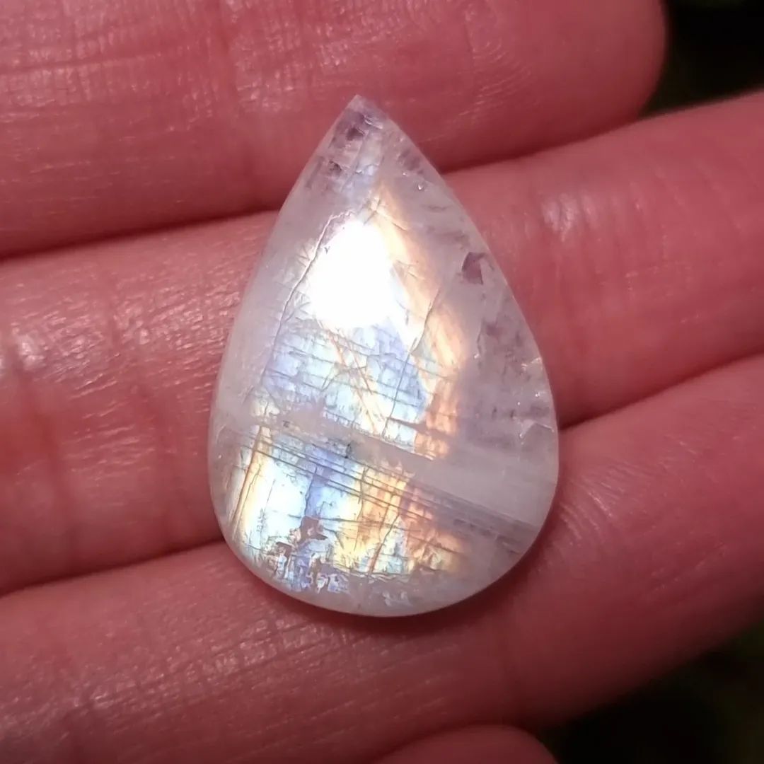 Labradorita Blanca/Piedra Luna Arcoíris Alta Calidad - 25,5x17,0 mm
