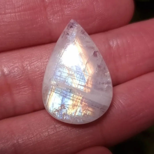 Labradorita Blanca/Piedra Luna Arcoíris Alta Calidad - 25,5x17,0 mm